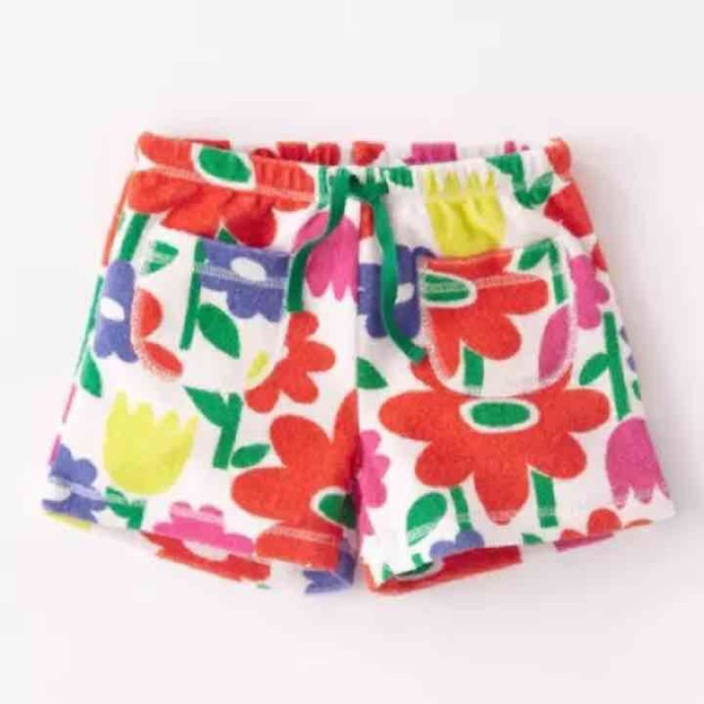 Boden toweling shorts flower 6y
